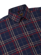 Jainish Men's Cotton Checked Formal Shirts ( SF 819Navy ) - Distacart