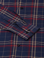 Jainish Men's Cotton Checked Formal Shirts ( SF 819Navy ) - Distacart