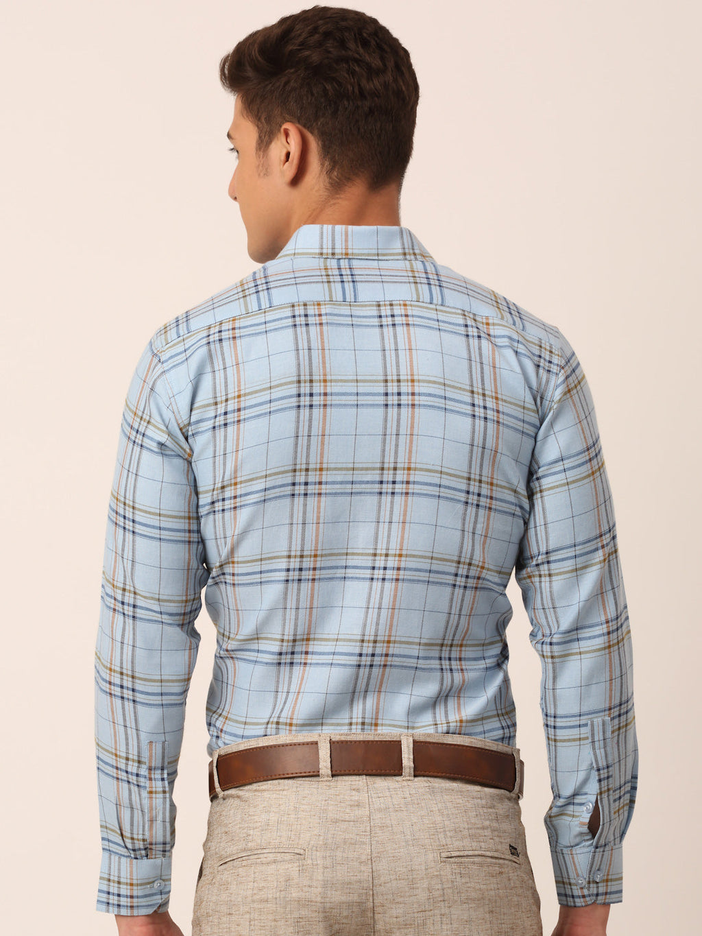 Jainish Men's Cotton Checked Formal Shirts ( SF 819Sky ) - Distacart