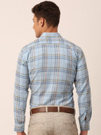 Jainish Men's Cotton Checked Formal Shirts ( SF 819Sky ) - Distacart