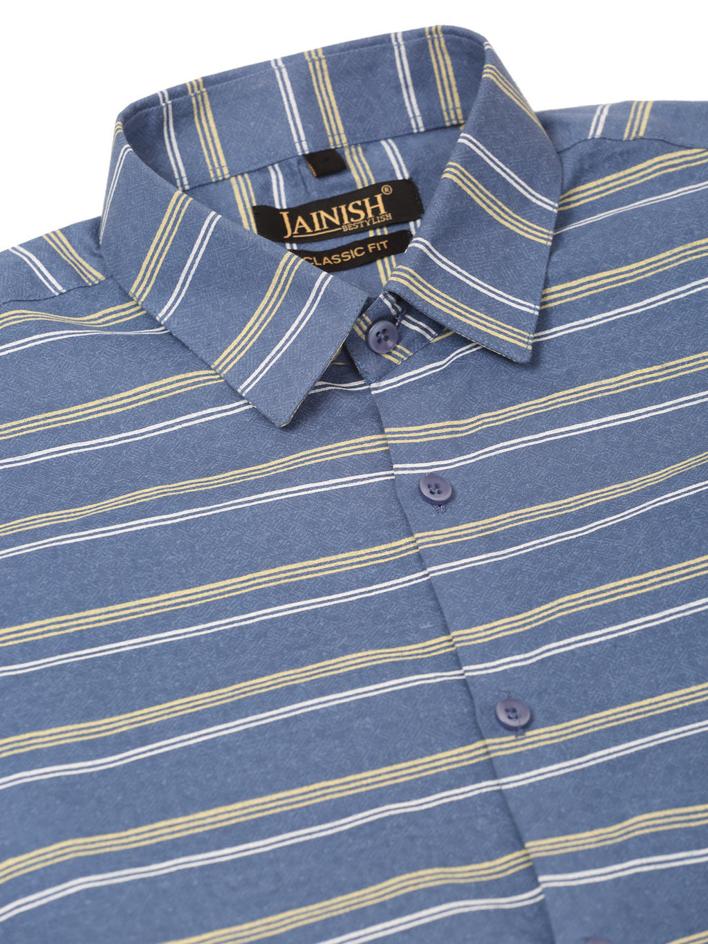 Jainish Men's Cotton Striped Formal Shirts ( SF 820Blue ) - Distacart