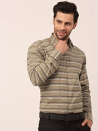 Jainish Men's Cotton Striped Formal Shirts ( SF 820Brown ) - Distacart