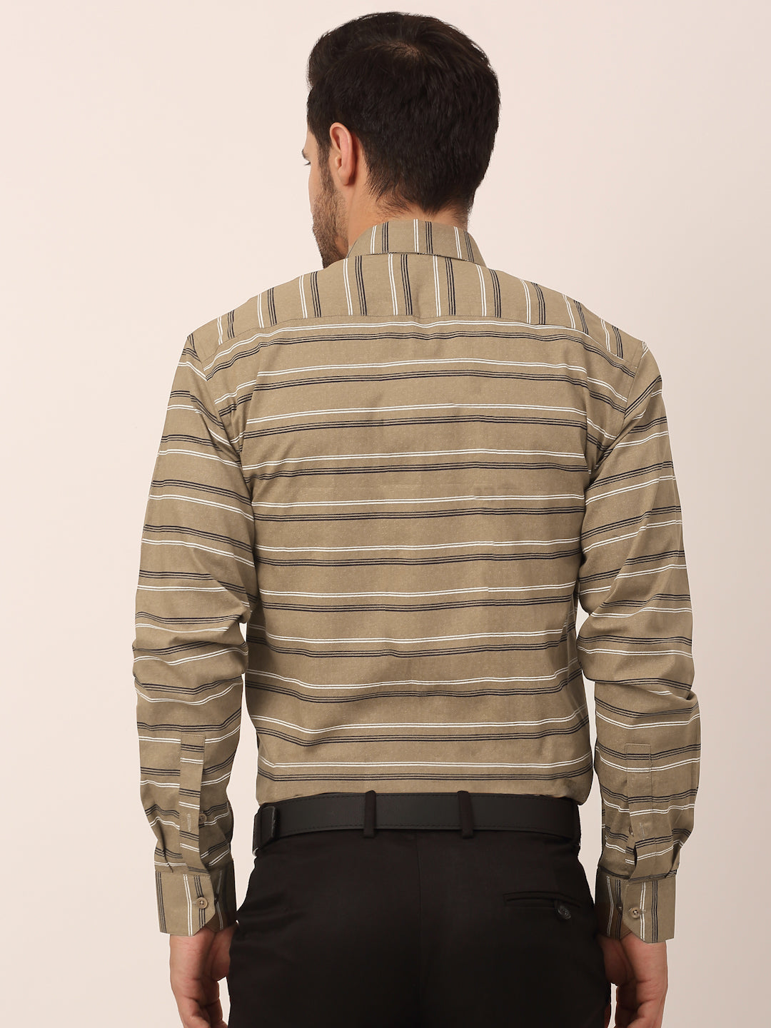 Jainish Men's Cotton Striped Formal Shirts ( SF 820Brown ) - Distacart