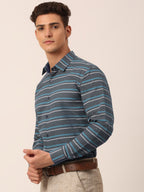 Jainish Men's Cotton Striped Formal Shirts ( SF 820Grey ) - Distacart