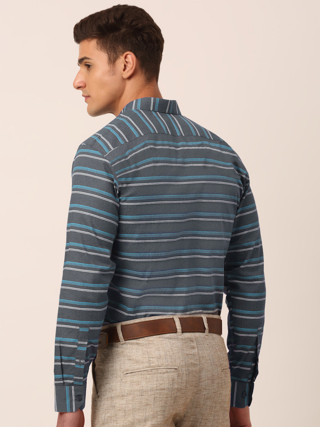 Jainish Men's Cotton Striped Formal Shirts ( SF 820Grey ) - Distacart
