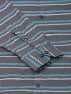 Jainish Men's Cotton Striped Formal Shirts ( SF 820Grey ) - Distacart