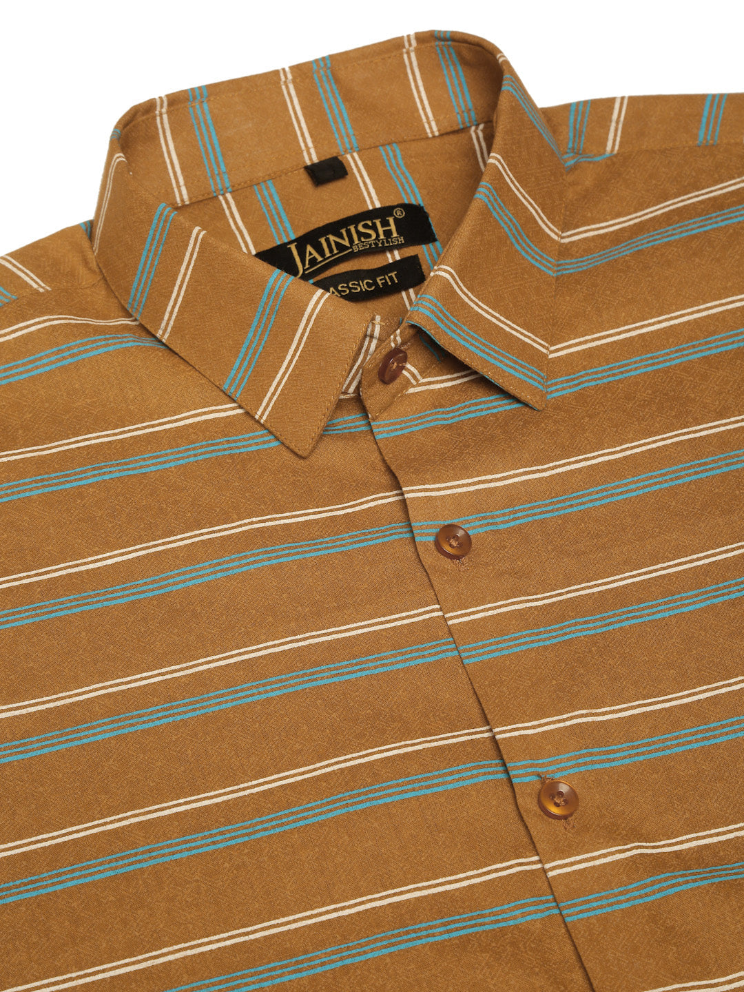 Jainish Men's Cotton Striped Formal Shirts ( SF 820Mustard ) - Distacart