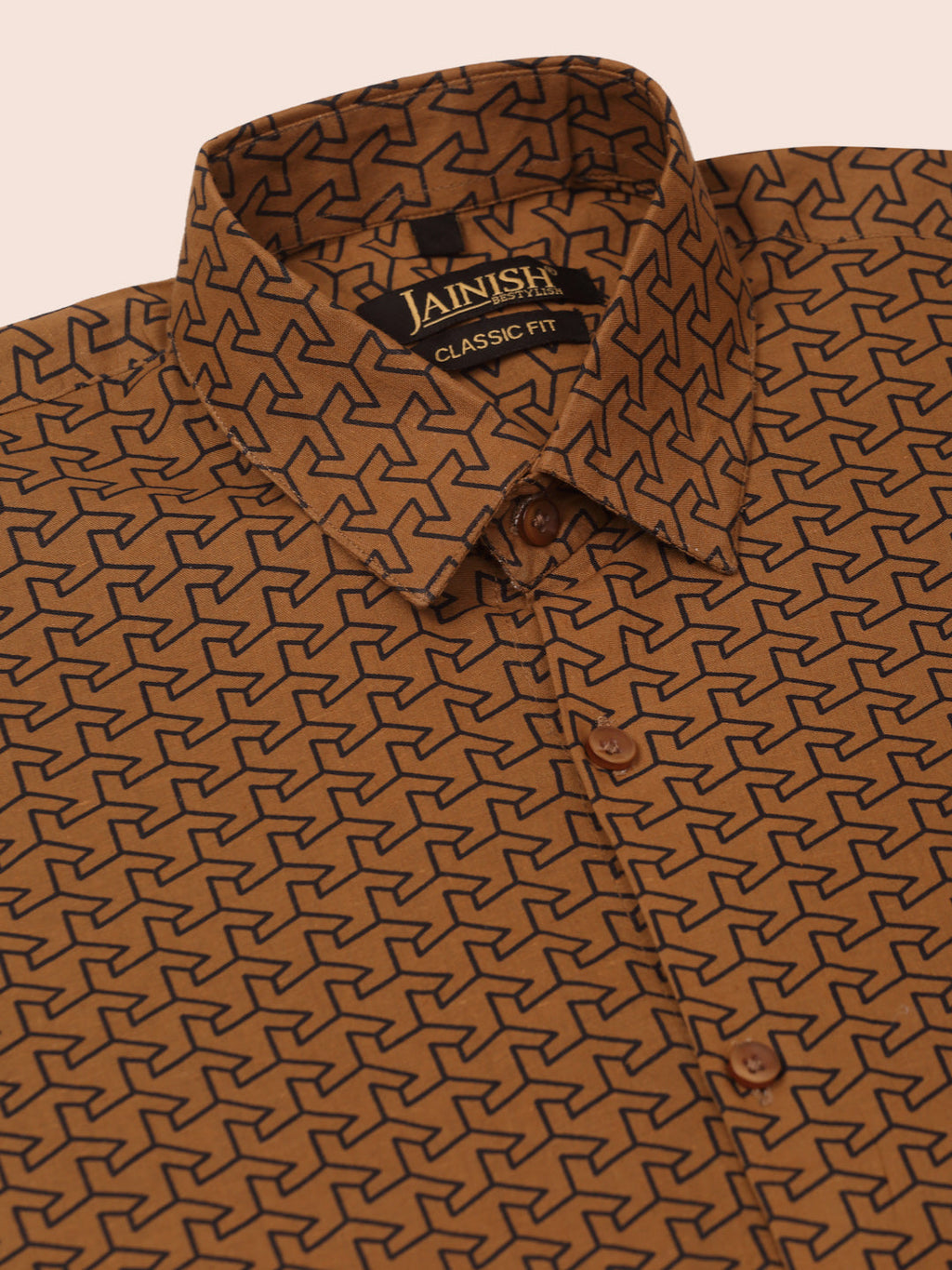 Jainish Men's Cotton Printed Formal Shirts ( SF 821Beige ) - Distacart