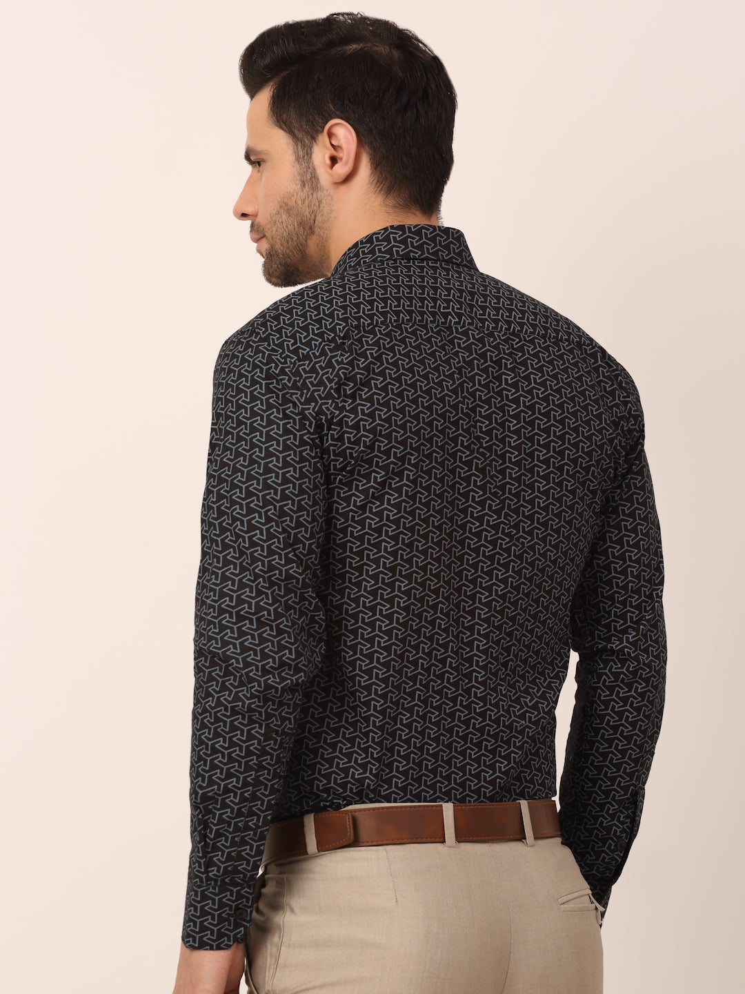 Jainish Men's Cotton Printed Formal Shirts ( SF 821Black ) - Distacart