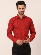 Jainish Men's Cotton Printed Formal Shirts ( SF 821Red ) - Distacart