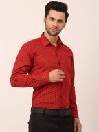 Jainish Men's Cotton Printed Formal Shirts ( SF 821Red ) - Distacart