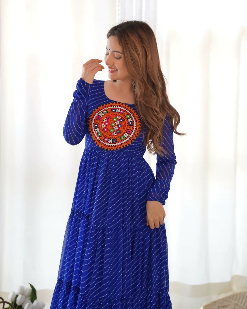 Joban Fashion Royal Blue Kurta Set Chanderi Sequence Embroidery Work - Distacart