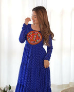 Joban Fashion Royal Blue Kurta Set Chanderi Sequence Embroidery Work - Distacart