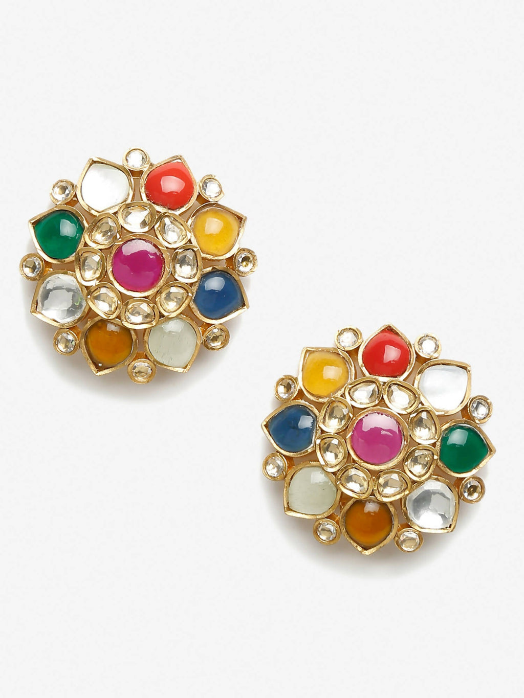 Multicoloured Contemporary Studs Earrings - Ruby Raang - Distacart
