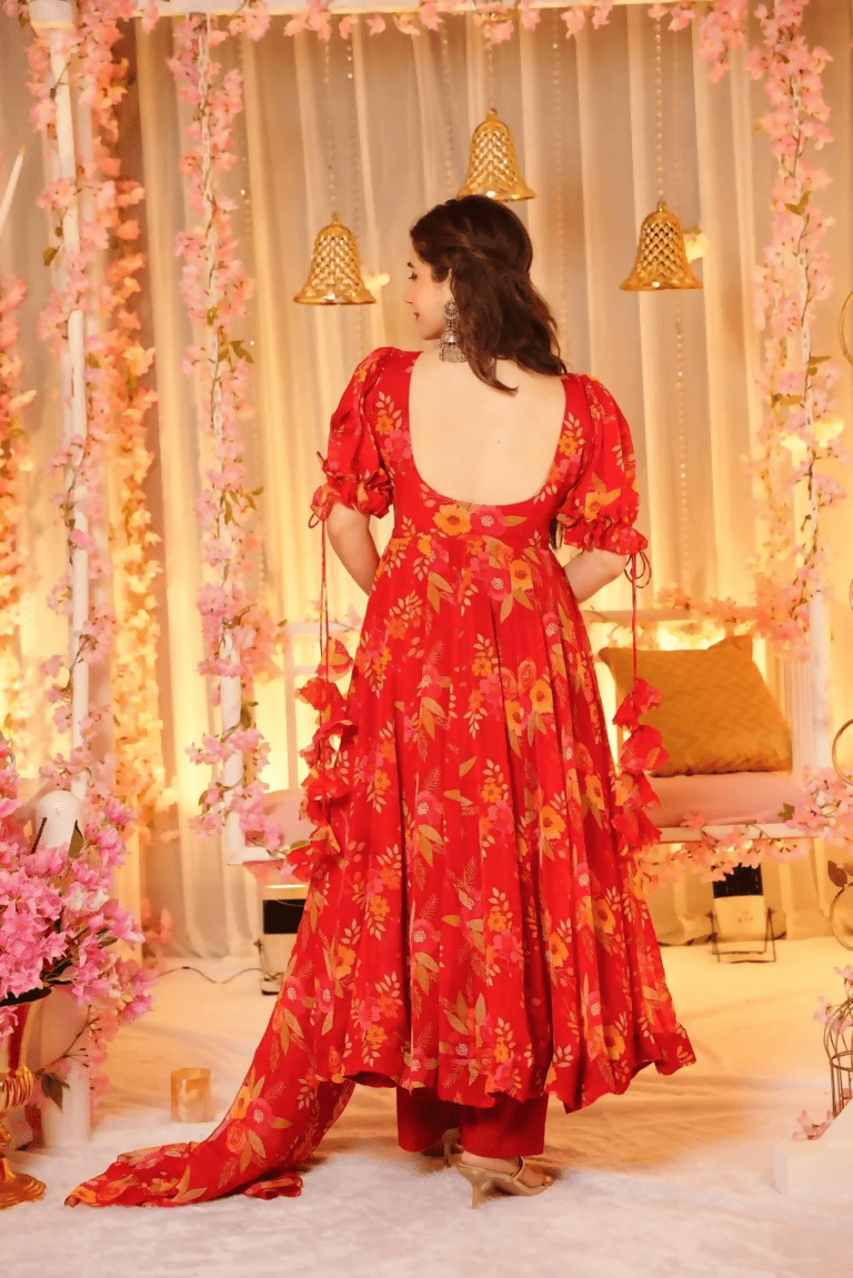 Aayaa Designer Printed Tebby Silk Suit - Multi Color