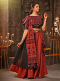 Myra Orange Cotton Embroidered Designer Navratri Special Lehenga