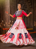 Myra White Rayon Embroidered Designer Navratri Special Lehenga