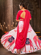 Myra White Rayon Embroidered Designer Navratri Special Lehenga