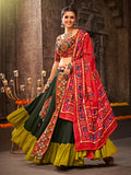 Myra Green Viscose Rayon Embroidered Designer Navratri Special Lehenga