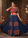 Myra Blue Viscose Rayon Embroidered Designer Navratri Special Lehenga