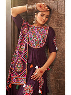 Myra Purple Viscose Rayon Embroidered Designer Navratri Special Lehenga