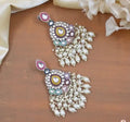 Jewel City Handcrafted Multicolor Kundan Pearl Chandbali Earrings | Traditional Ethnic Gold-Plated Indian Jewelry - Distacart