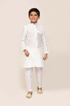 Joban Fashion Art Silk White Kurta With Straight Fit Pant