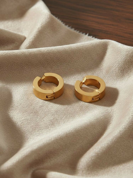 NVR Men's Gold Plated Hoop Earrings