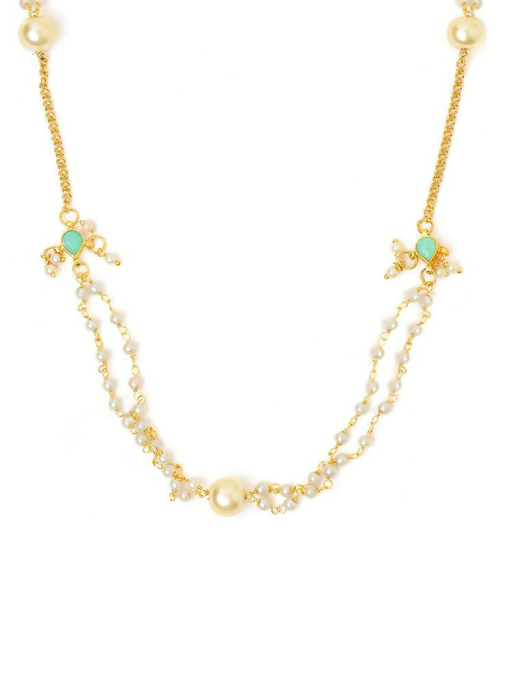 White Beaded, Kundan Necklace - Ruby Raang