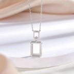 Cauer Elegant 14K White Gold Plated Moissanite Pendant Necklace