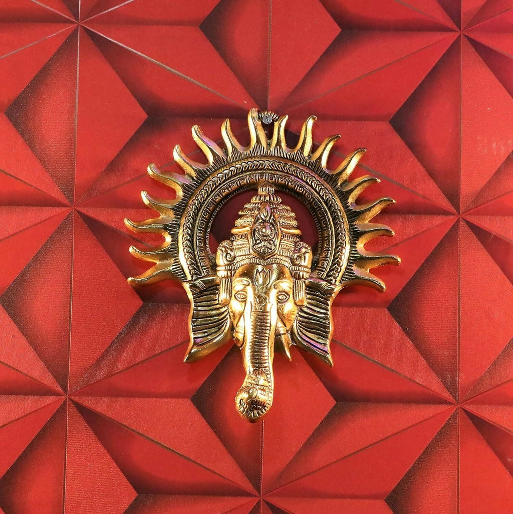 KridayKraft Metal Ganesha ji Statue, Ganpati Wall Hanging Sculpture Lord Ganesh Idol