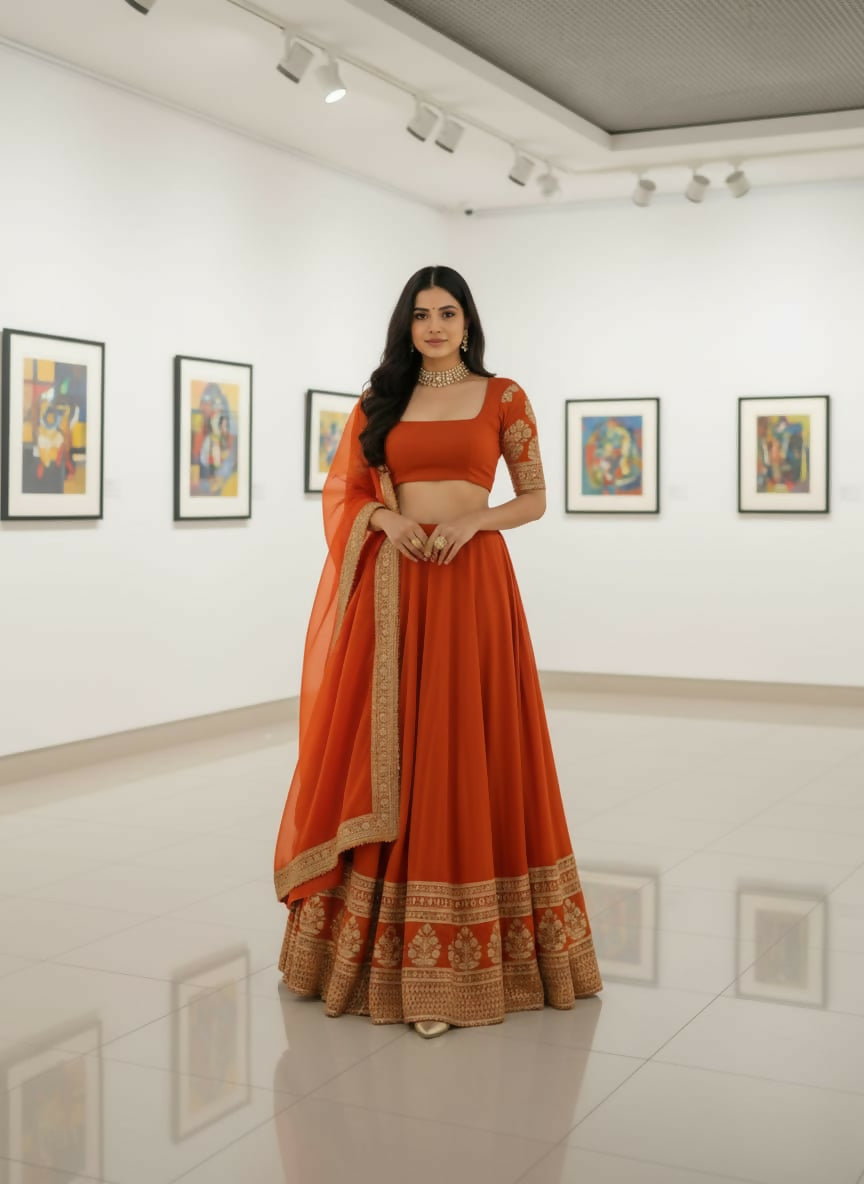 Lehenga Mart Designer Indian Wedding Lehenga Choli-Rusty Orange - Distacart
