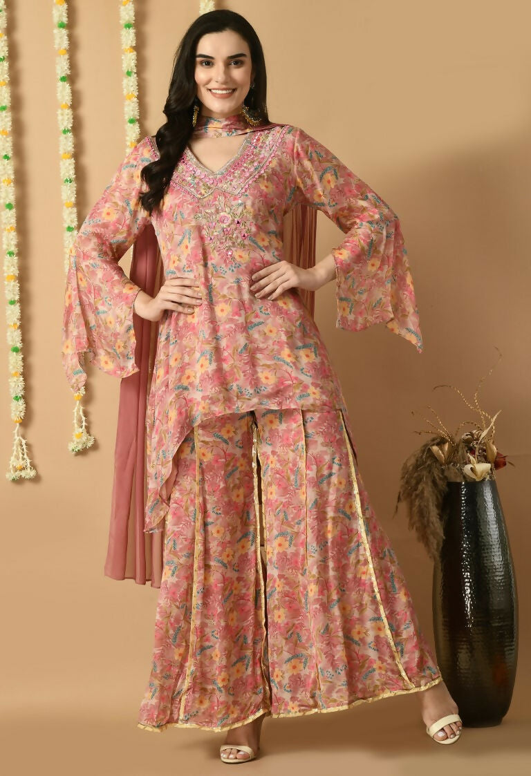 Joban Fashion Rose Gold Chinnon Kurta Set