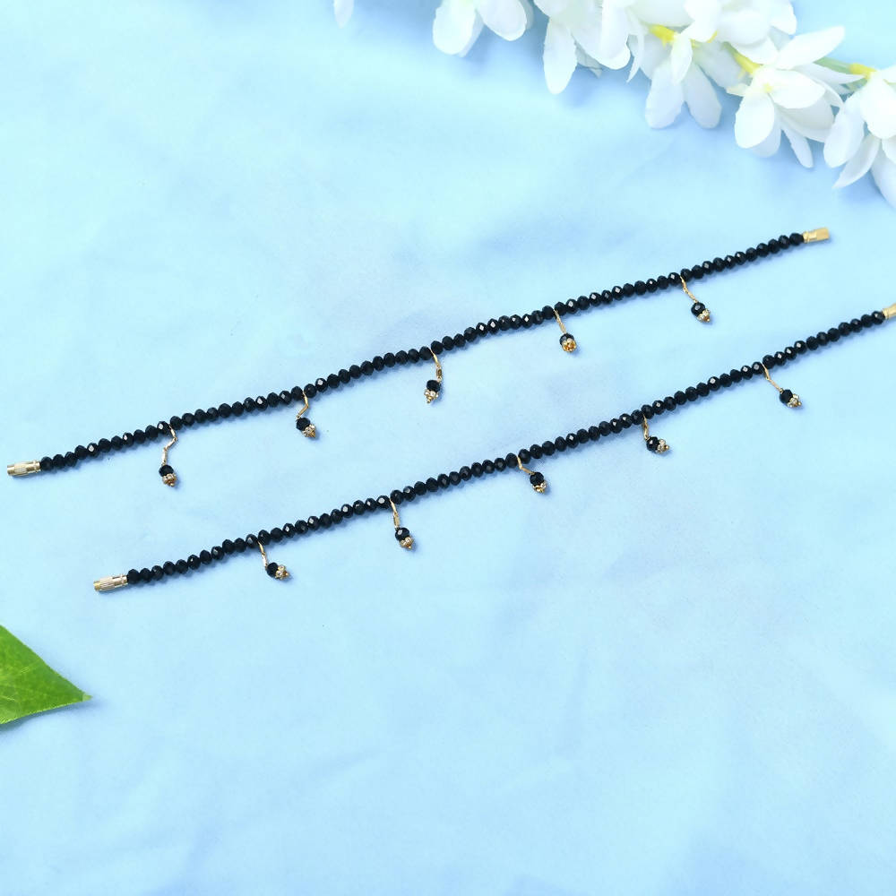 Mominos Fashion Kamal Johar Black Beads Anklets