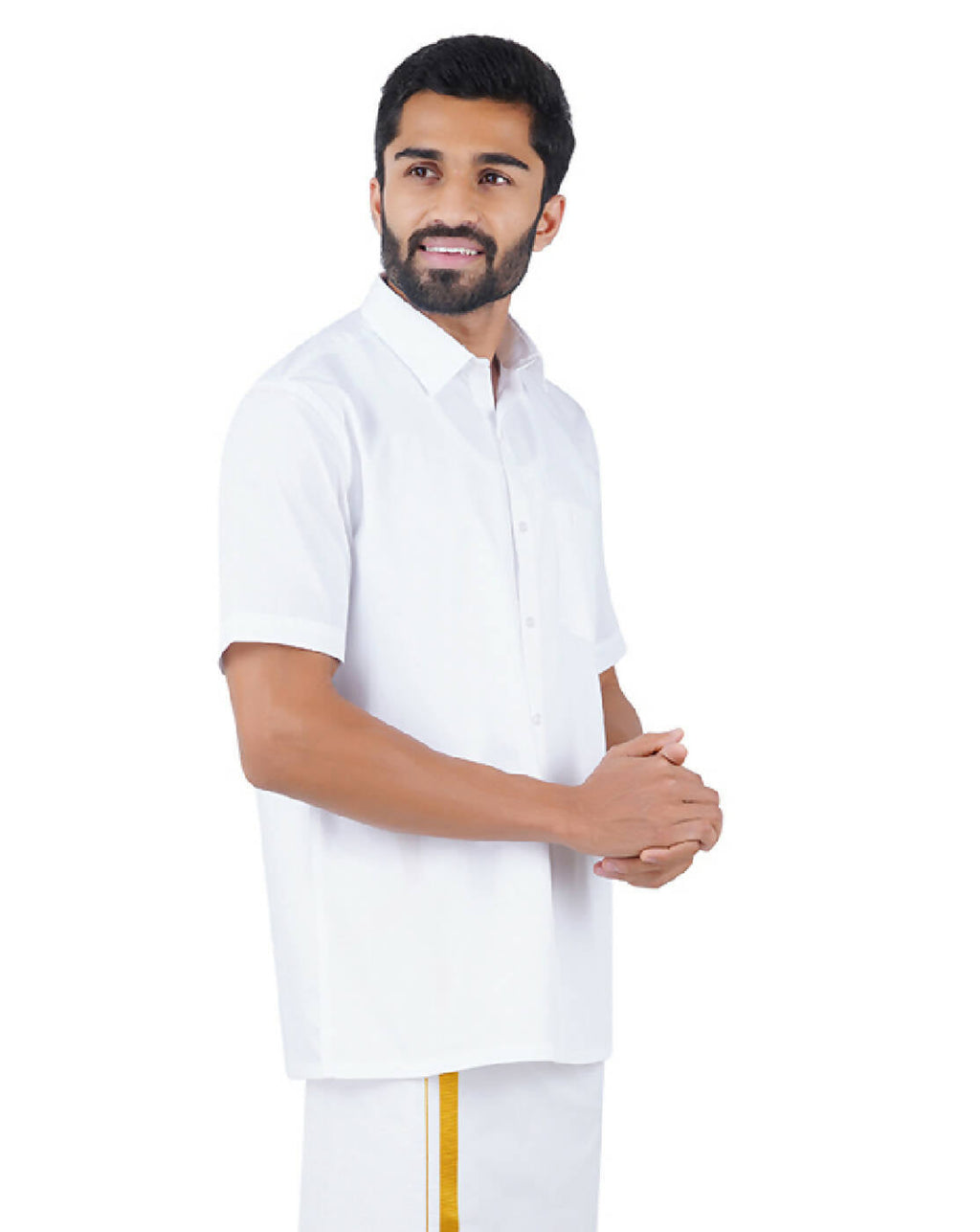Ramraj Cotton Mens Half Sleeve Formal 100 % Cotton White Shirt