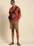 Red Relaxed Floral Opaque Printed Casual Resort Shirt - Mahotsav