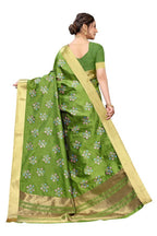 Vamika Green Cotton Polyster Silk Weaving Saree (Kerala Cherry)