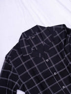 Diva Globe Cotton Black Checkard Lapel Collar Shirt - Distacart