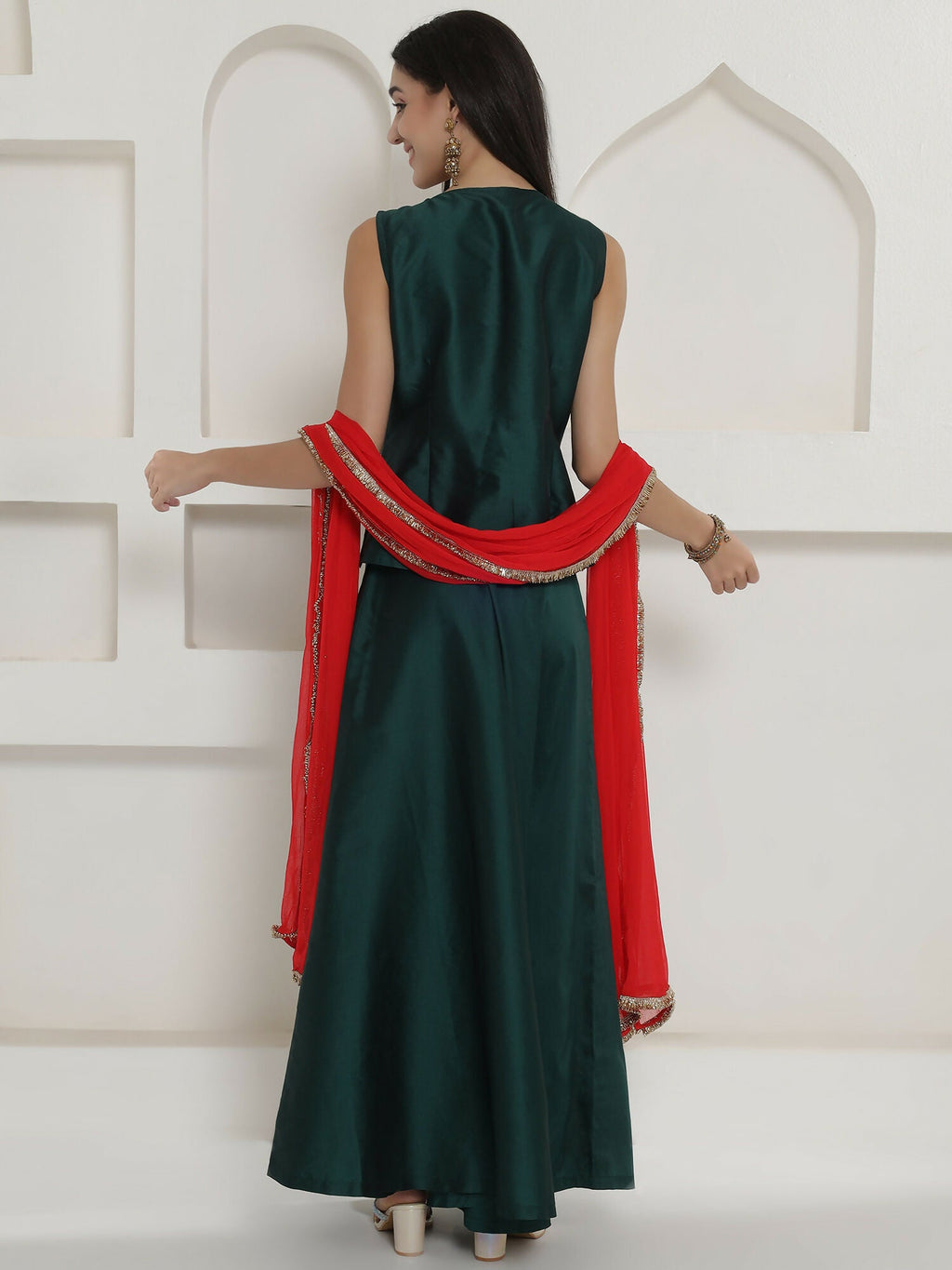 Joban Fashion Green Lehnga Top And Dupatta Set