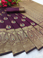 Vamika Purple Weaving Banarasi Jacquard Saree