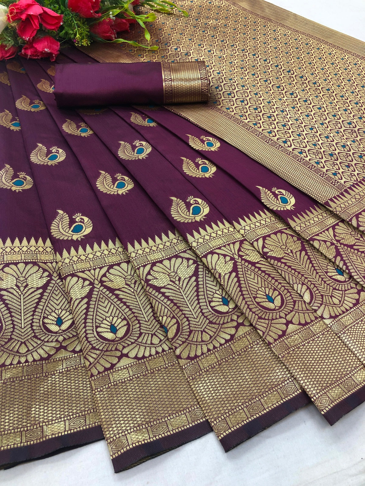 Vamika Purple Weaving Banarasi Jacquard Saree