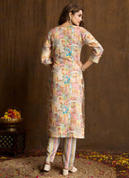 Prazu Fashion Cream Printed Cotton Blend Kurta Pant Set - Distacart