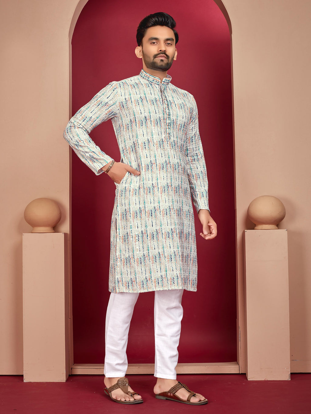 Prazu Fashion Off White Rayon Lucknowi Work Kurta - Distacart