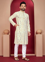 Prazu Fashion Off White Rayon Lucknowi Work Kurta - Distacart
