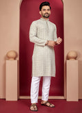 Prazu Fashion Off White Rayon Lucknowi Work Kurta - Distacart