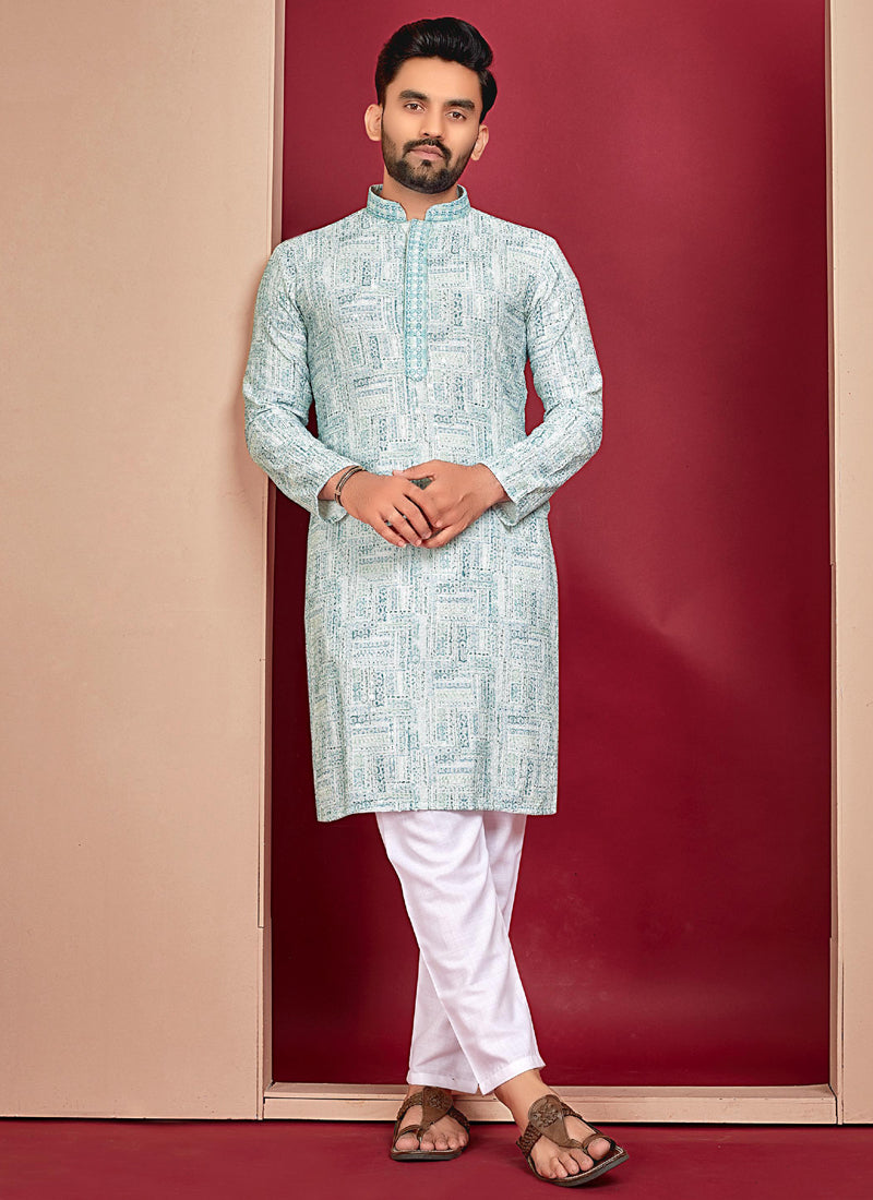 Prazu Fashion Off White Rayon Lucknowi Work Kurta - Distacart