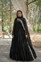 Joban Fashion Black Georgette Sequence Embroidery Work Kurta Set - Distacart
