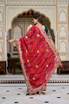 SDF New Festival bandhrej Red saree