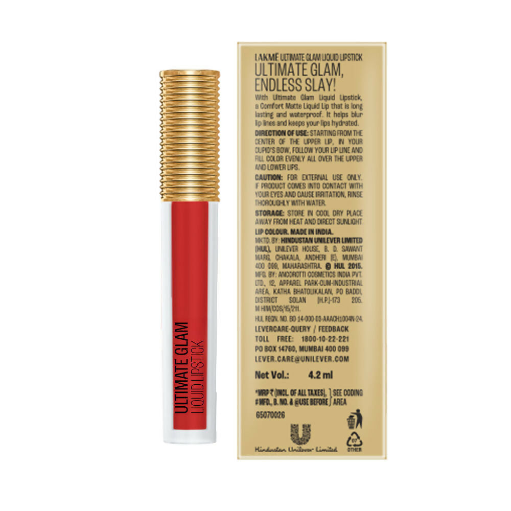 Lakme Ultimate Glam Matte Liquid Lipstick - Red Revival