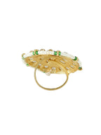 NVR Women's Traditional Kundan Meenakari Gold-Polished Ajustable Finger Ring